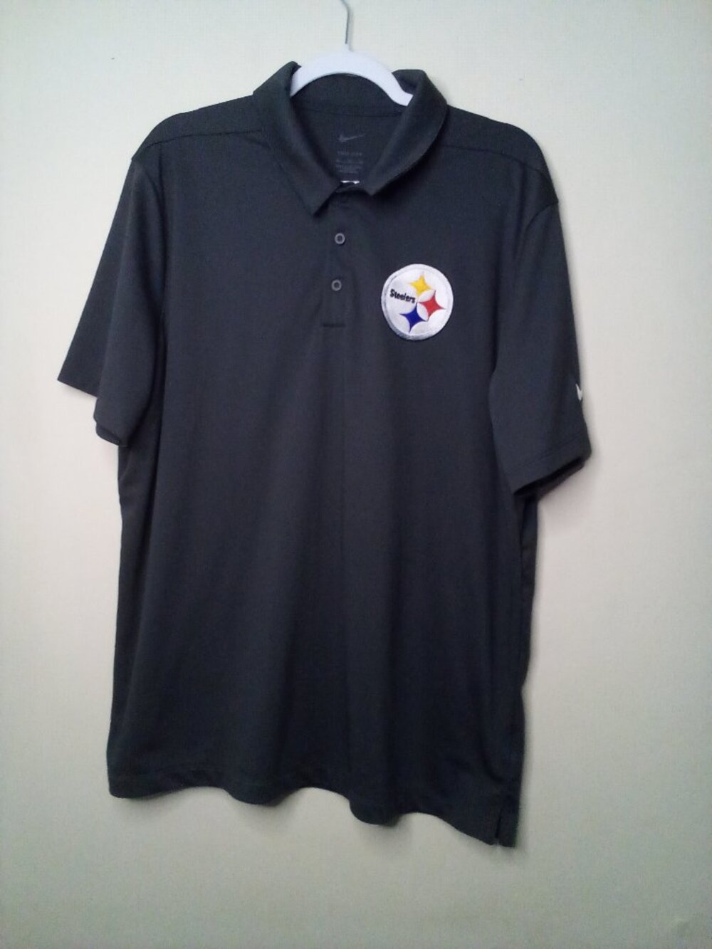 Nike Pittsburgh Steelers Polo Shirt Men XL NFL Dri-Fit Short Sleeve Gray